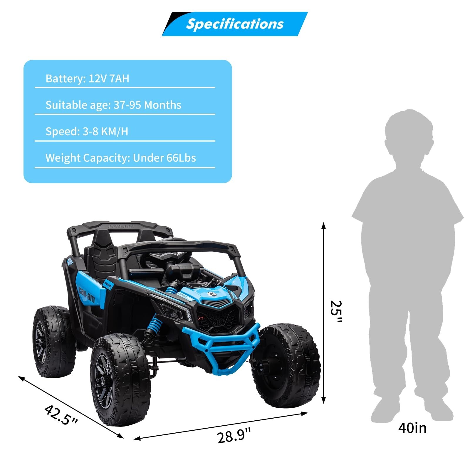 24V BRP Can-Am Licensed Ride on UTV Car for Kids Electric Toys 4WD Off-Road Quad