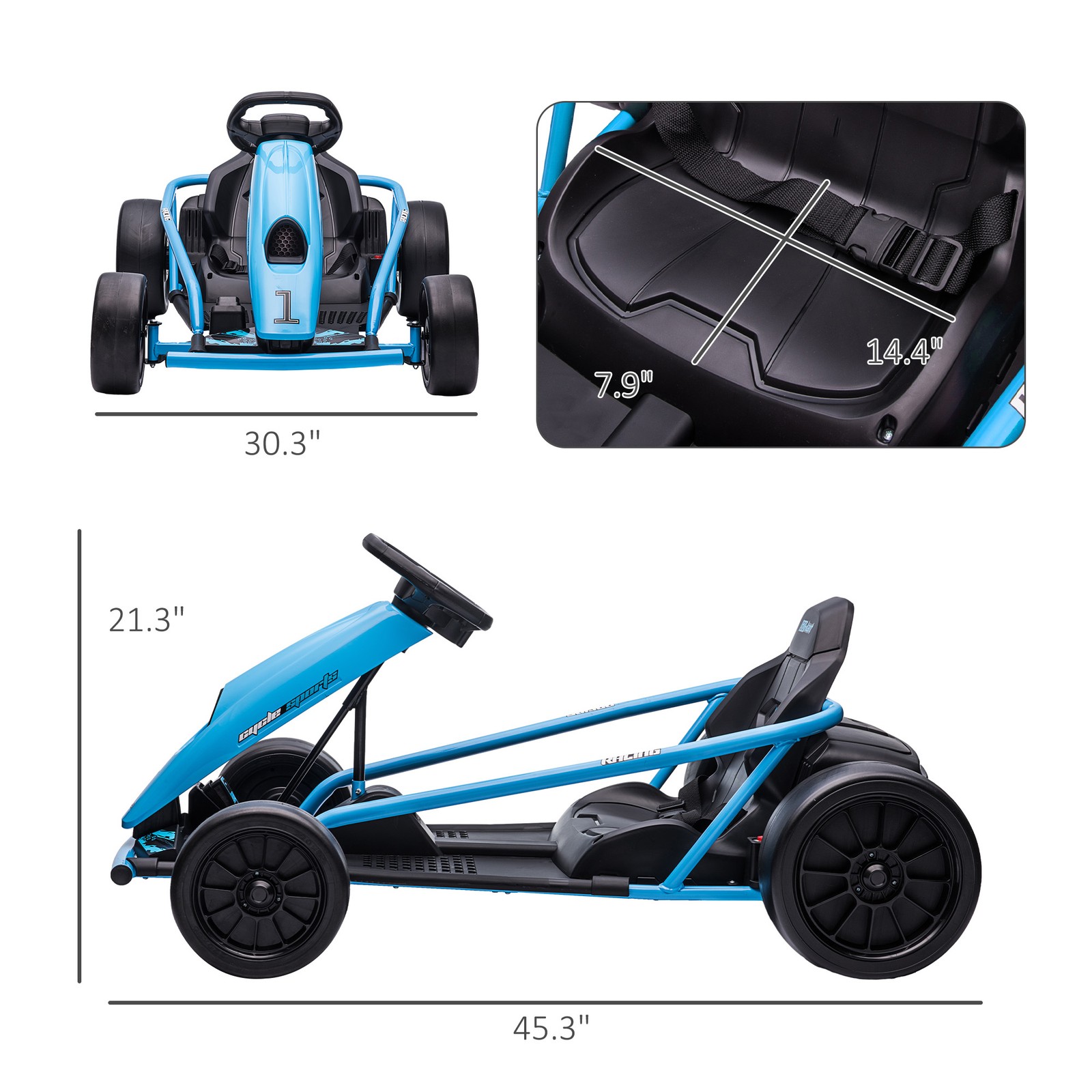 24V Electric Go Kart for Kids, Drift Ride-On Racing Go Kart with 2 Speeds,…