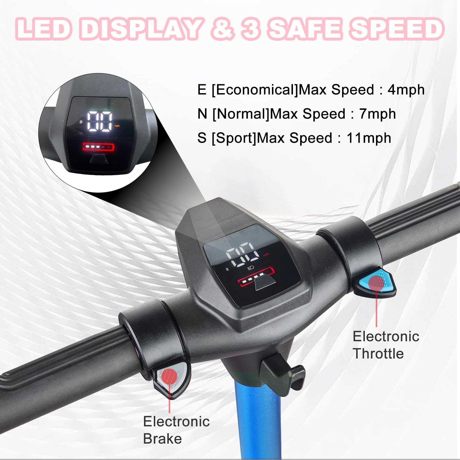 Electric Scooter for Kids Ages 6-14, 150W Motor, 4/7/11 Mph, 60 mins Ride Tim…