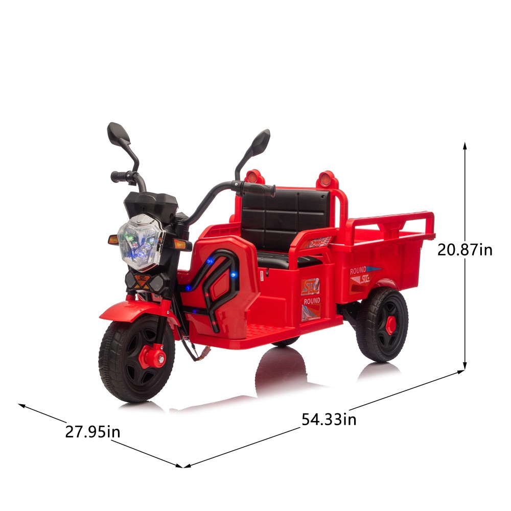 12V Electric Ride on Car 3-Wheel Cargo Truck with LED Music for Toddler Kids 3-6