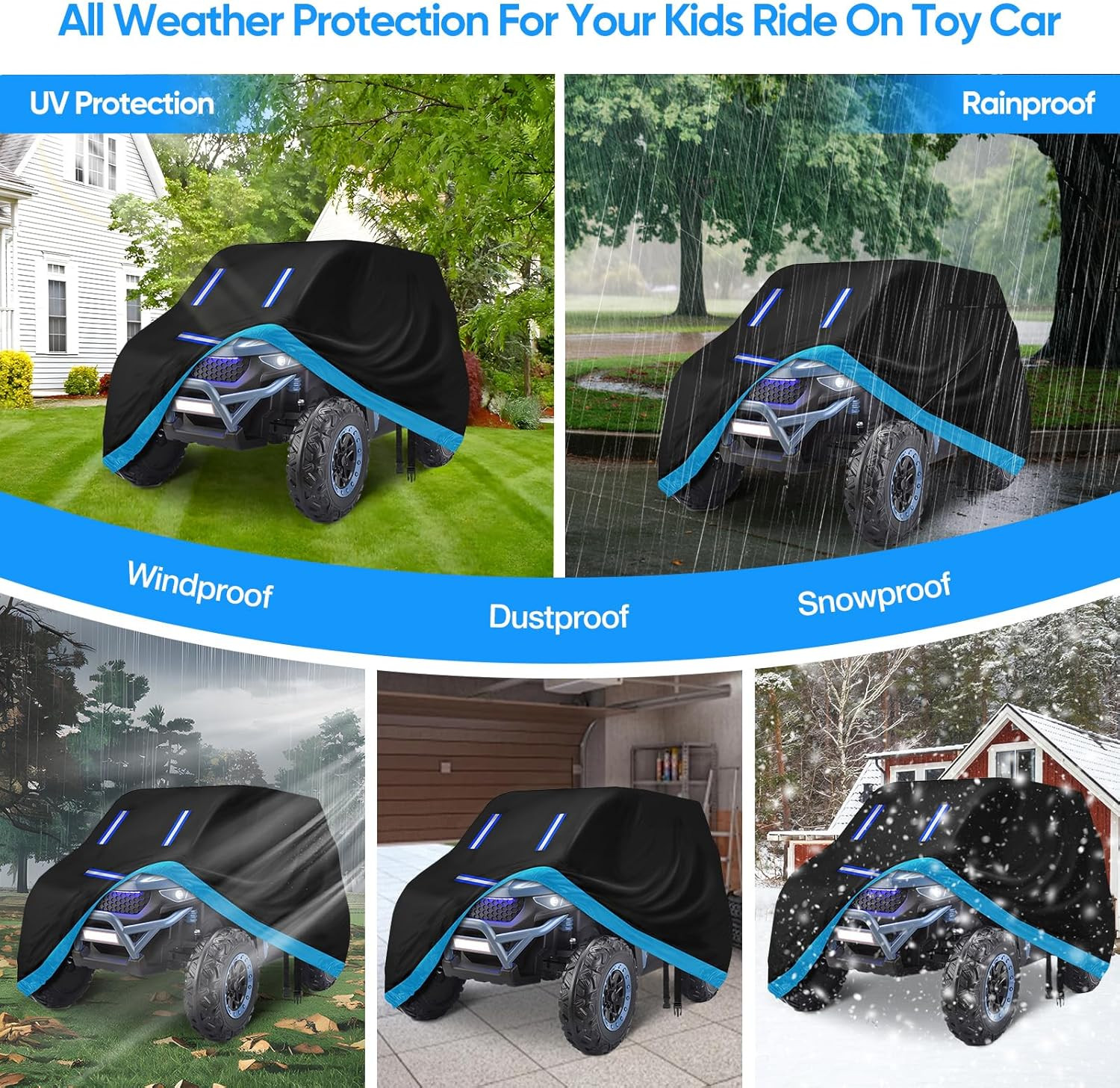Kids Ride-On Toy Car Cover, Heavy Duty 420D Oxford Kids Electric Car Cover Water