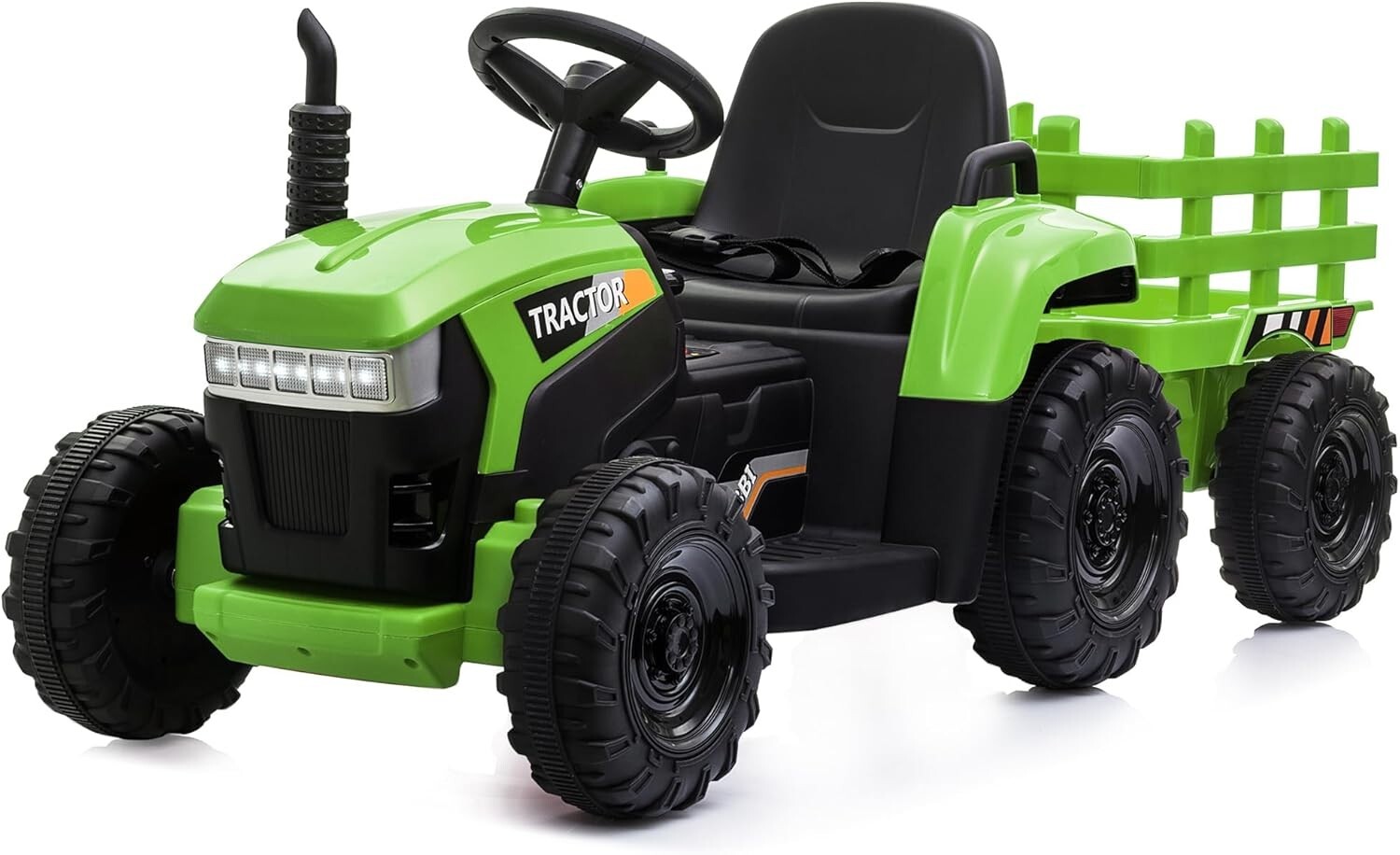 TOBBI 12V Kids Ride On Tractor Battery-Powered Toy with Trailer for Toddlers