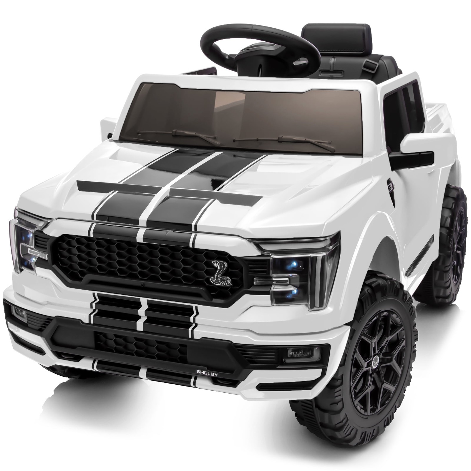 Licensed Ford-Shelby F-150 12V Kids Electric Ride-On Truck with Remote – Black