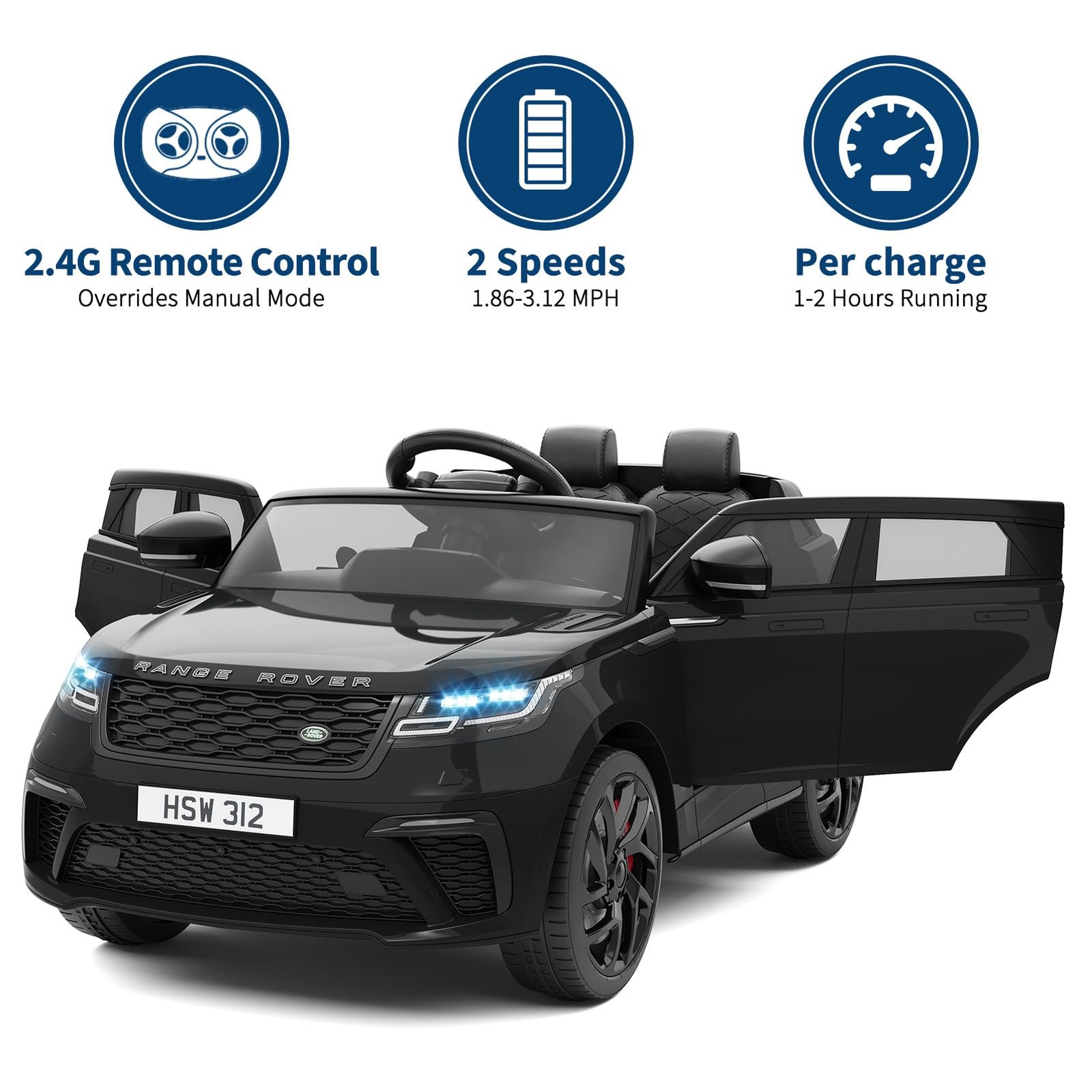 Kids Ride On 2 Seater Electric Car with Remote Licensed for 4-8 w/ Mp3 Player