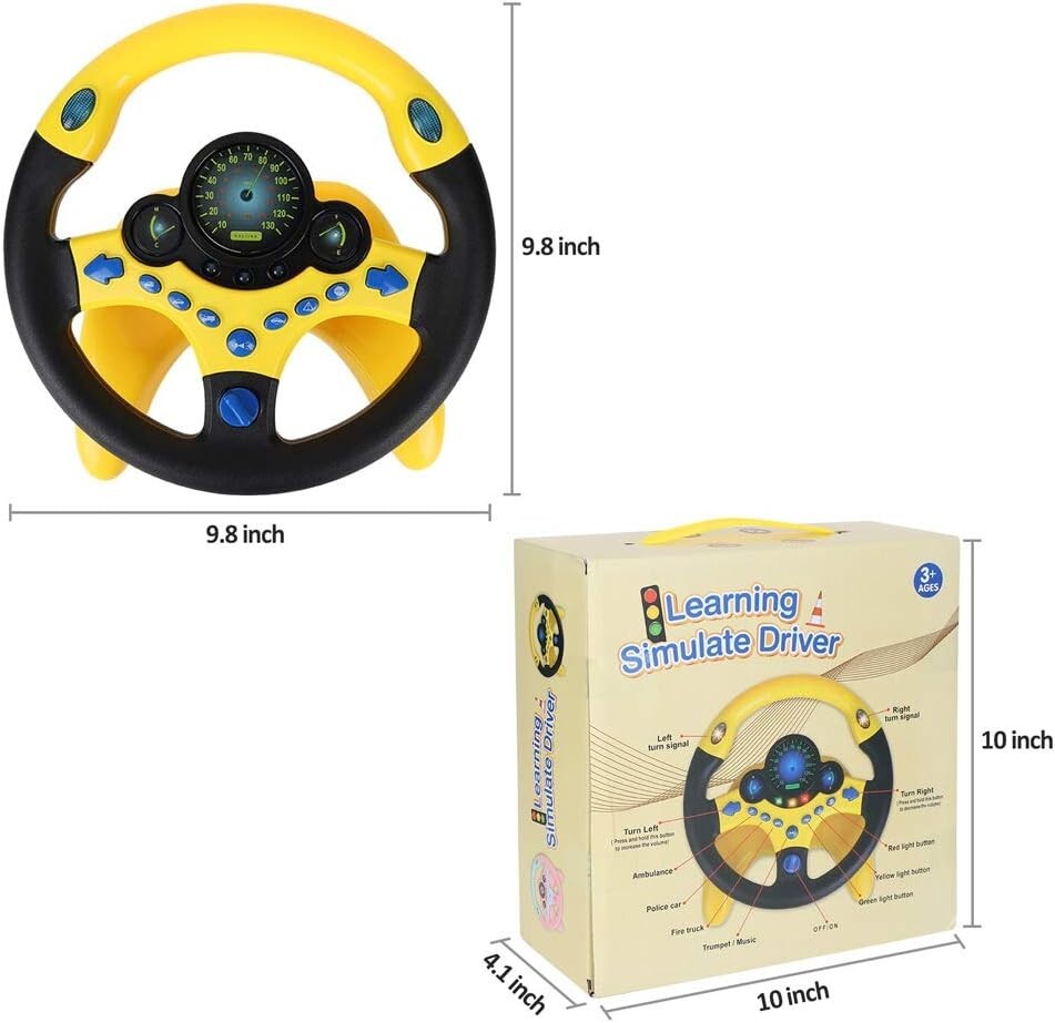 Portable Simulated Driving Steering Wheel Toy for Educational Fun & Imagination