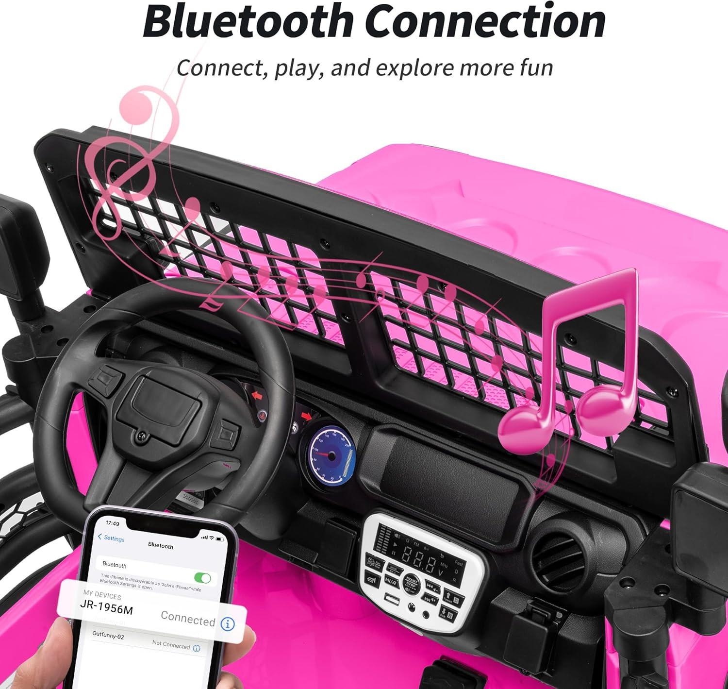 2 Seater Ride on Car Toy, 12V Electric Car for Kids 4-8 with Remote Control, Cap