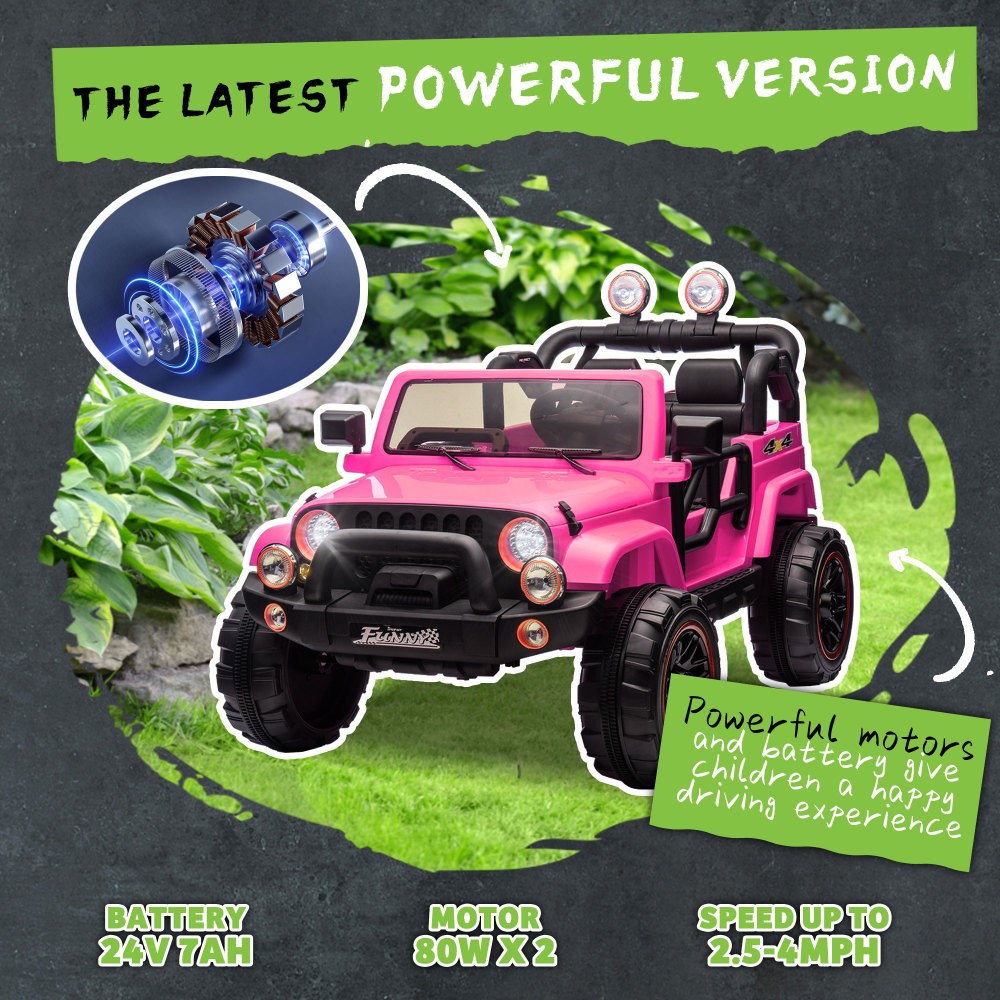 24V Kids Ride On Car 2 Seater Electric Truck Toy with Remote Bluetooth 2.5-4 MPH