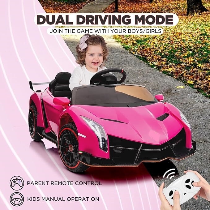 Carro Electrico Para Niñas Niña Bateria Recargable Con Control Remoto Musica Luz