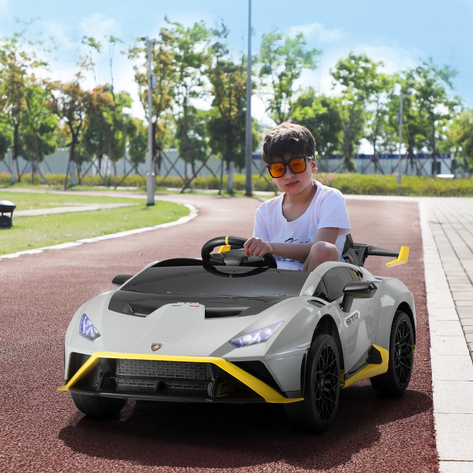 24V TOBBI Kids Electric Ride On Car Licensed Lamborghini STO W/ 360° Drifting