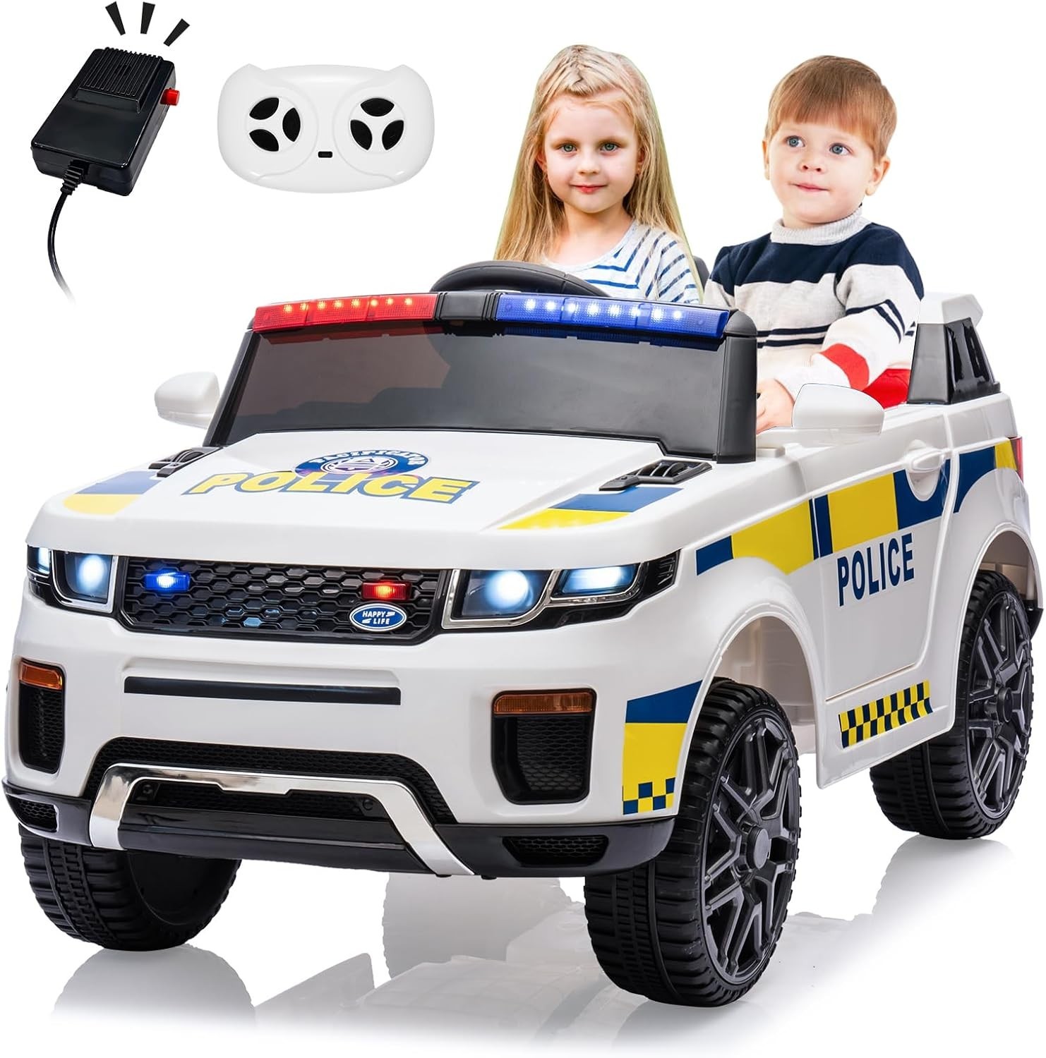 12V Kids Ride On Police Car with Remote Control Electric Police Car