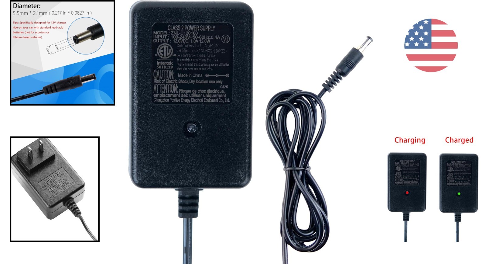 12V Charger for Kids Ride-On Cars – Efficient Power Adapter with Indicator Light