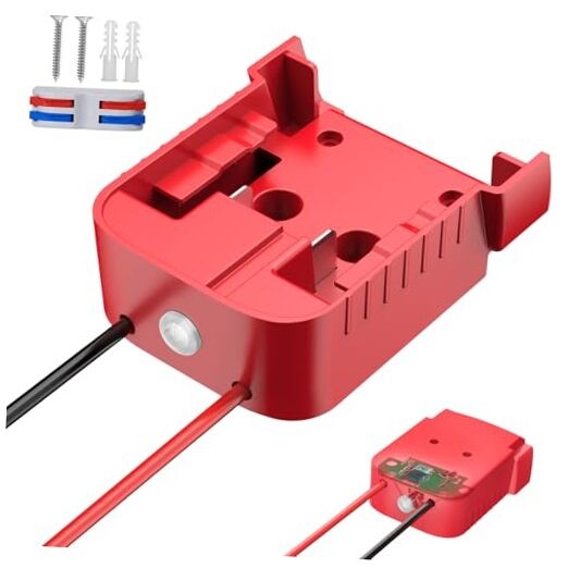 Upgraded Power Wheel Adapter Compatible with Milwaukee 18V Battery – 1-PACK Red