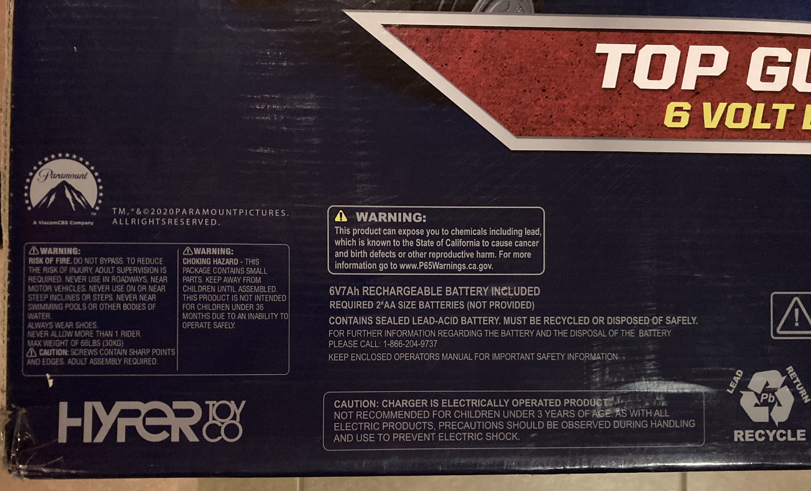 Top Gun Jet Plane 6 Volt Battery Maverick Electric RideOn Hyper Toy HYP-TG6-6022