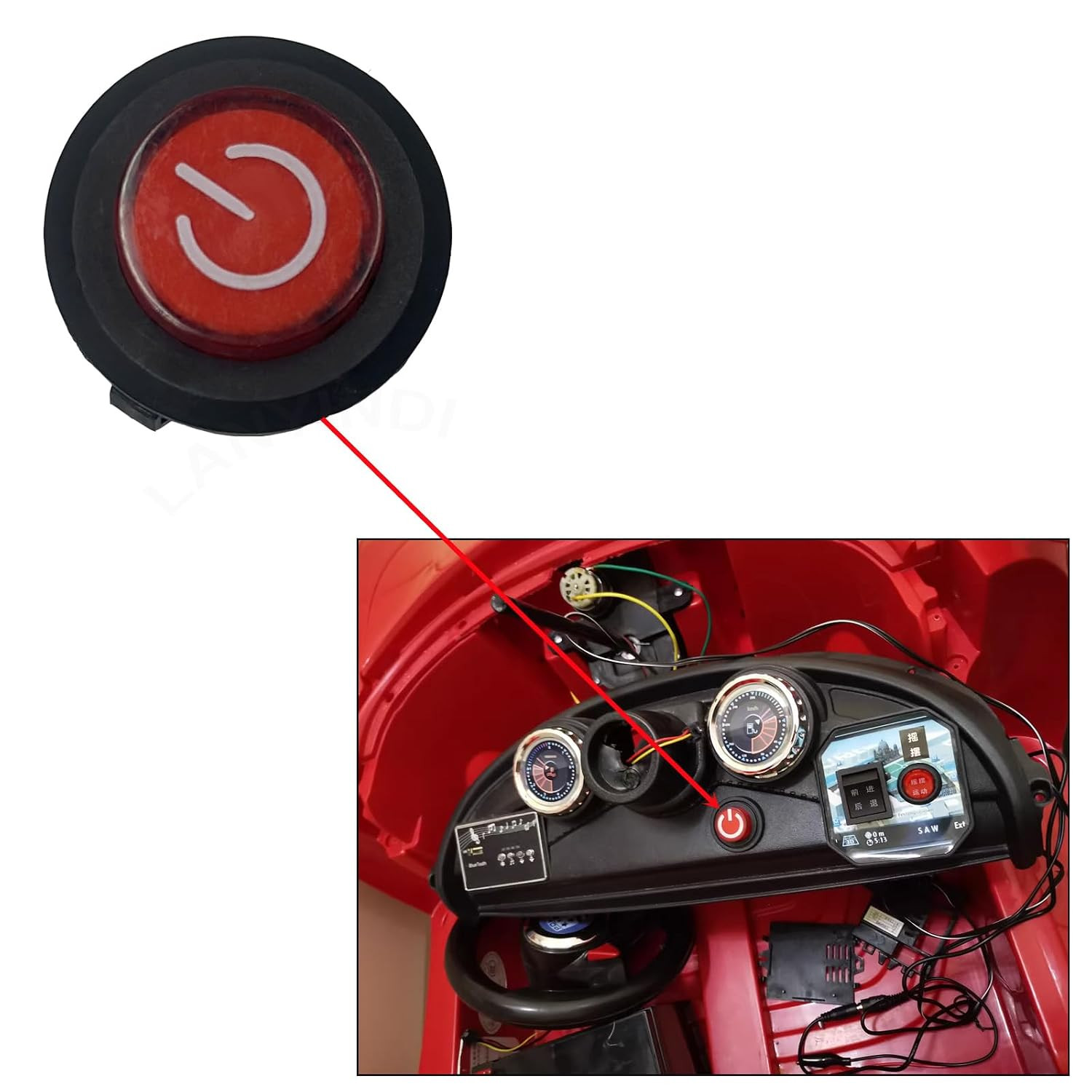 2 Pcs Power Button Switch Push Start Replacement Parts for Ride on Toy Car Elect