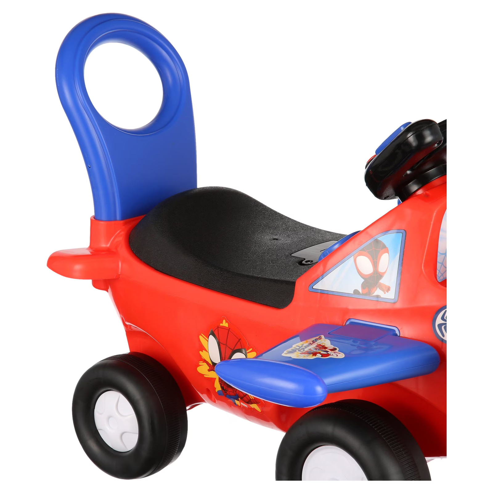 Kids Ride On Toy Car Spider-Man Airplane Sounds Light-Up Spinning Propeller