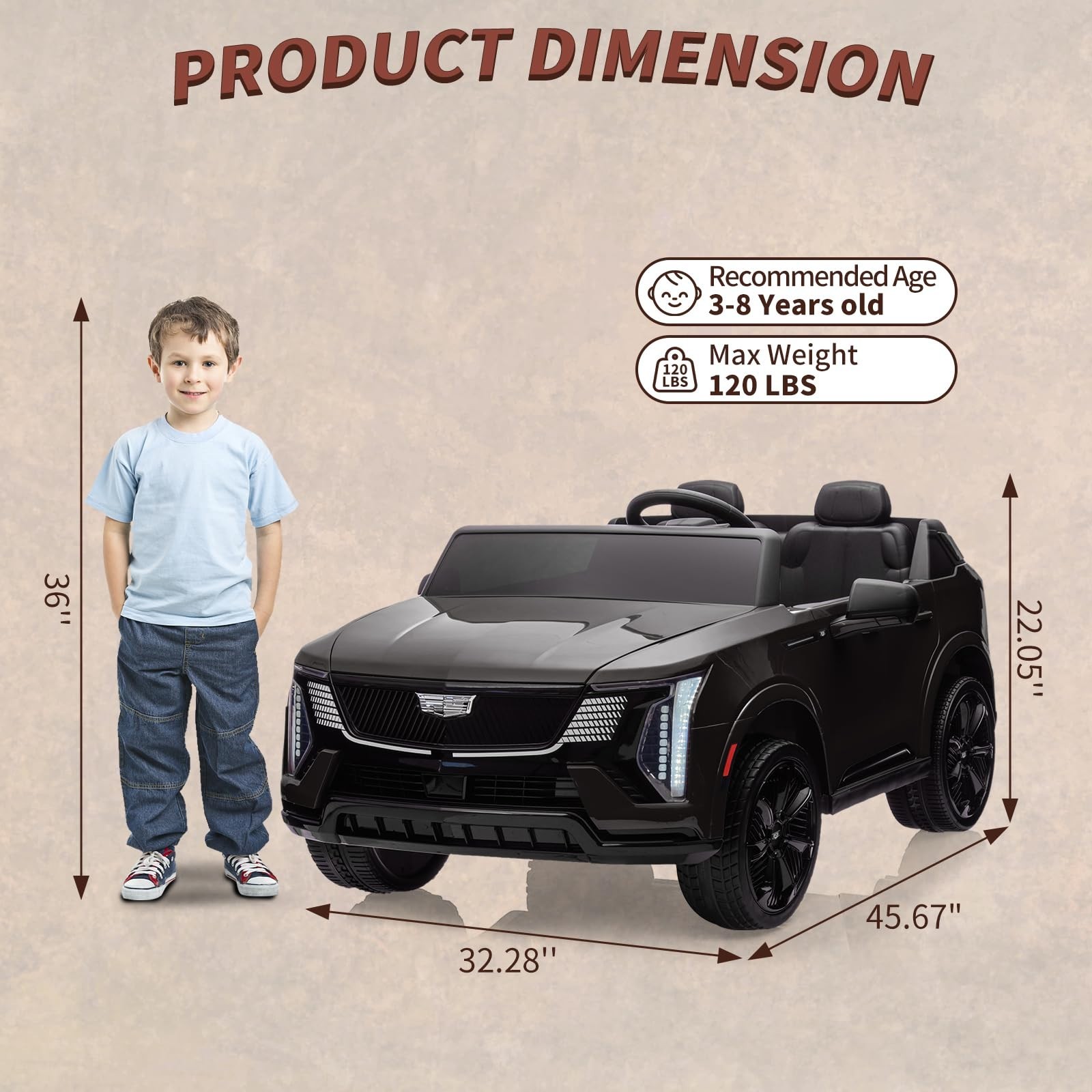 24V Ride On Car Licensed Cadillac Battery Powered Music LED Lights For Boys Girl