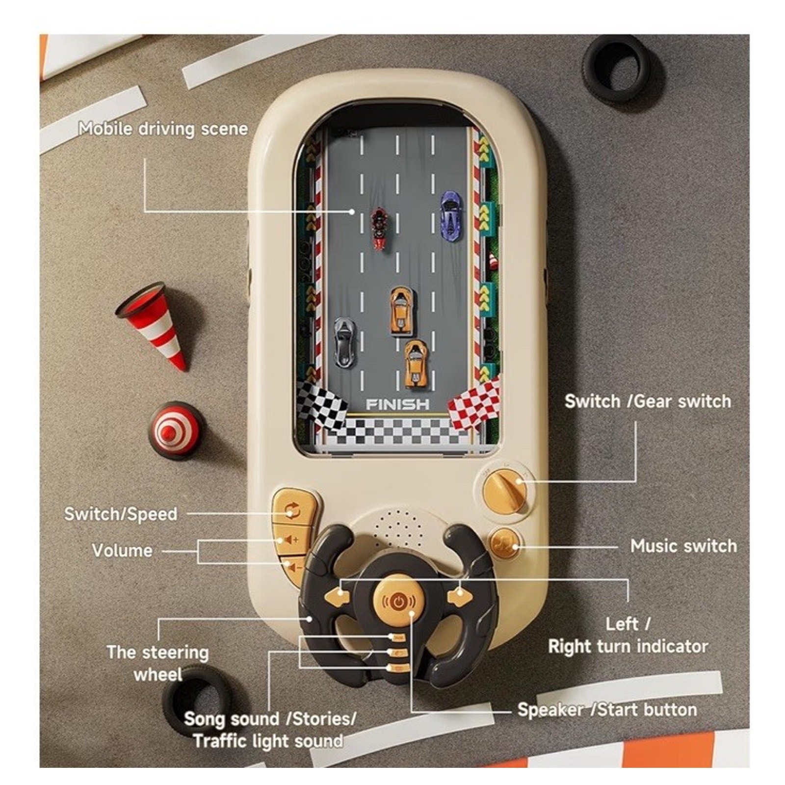 Car Racing Adventure Driving Toy with Steering Wheel Very Unique