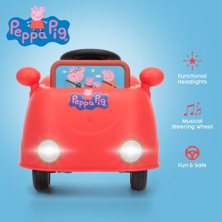 Peppa Pig 6V Electric Ride-On Car with Battery and Charger, Kids Toddler Ride-On