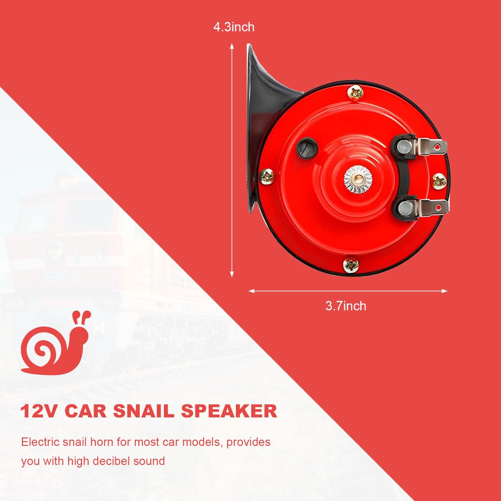 2 Pcs Super Loud Train Horns 12V Car Snail Horn for Motorcycle Truck Boat