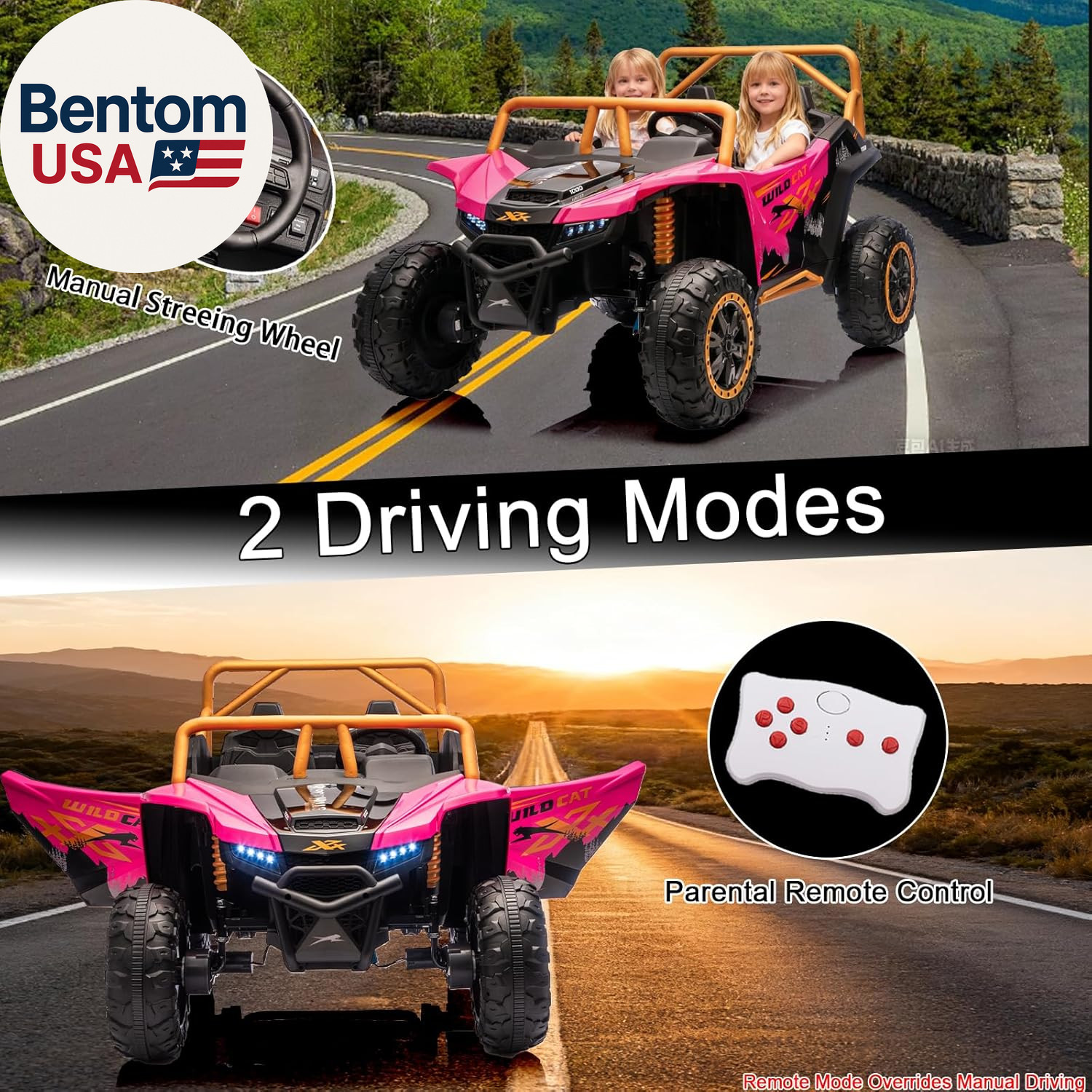 24V 4WD 10Ah 2-Seater Kids Ride on UTV XXXL with Parents Remote Control, 4X4 Off