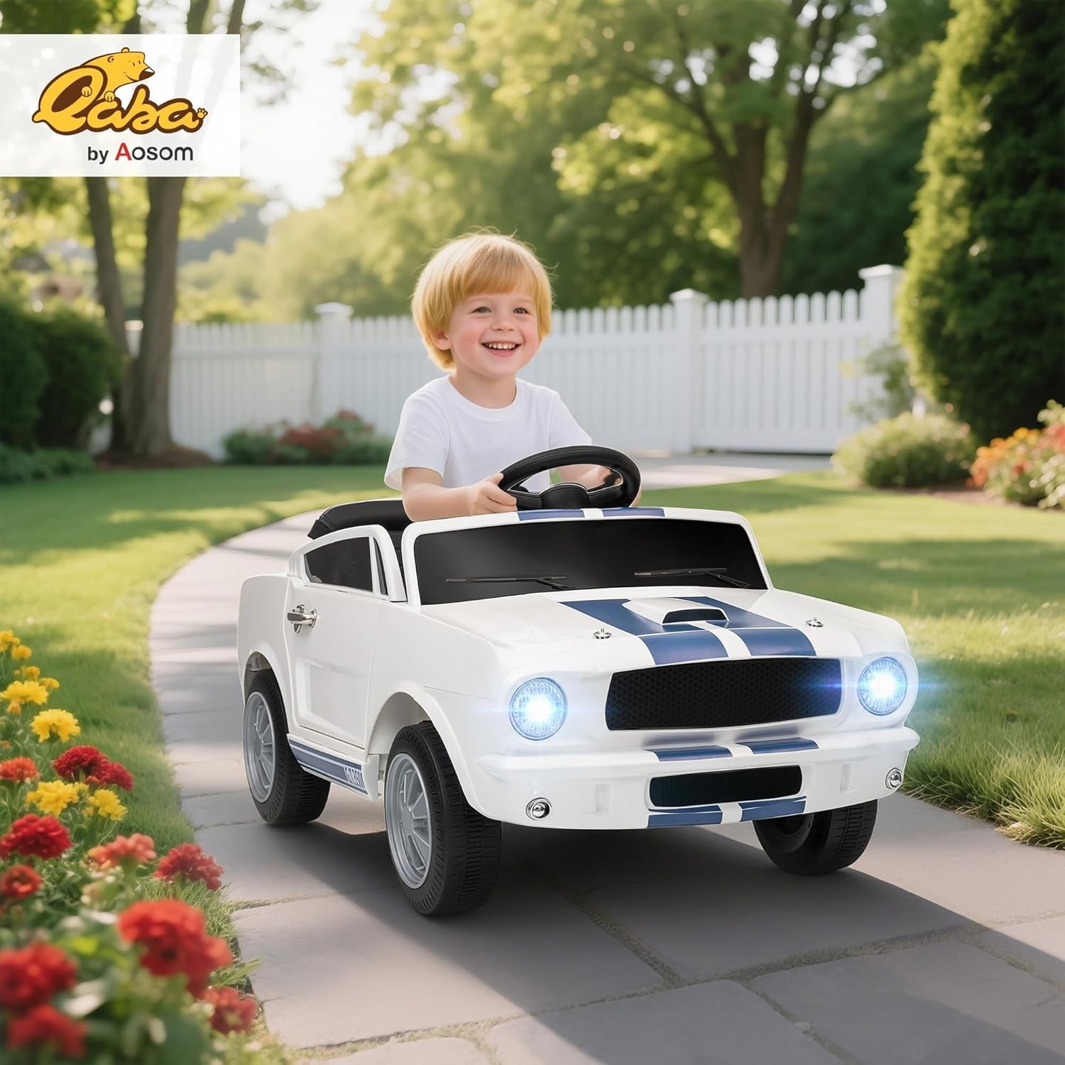 Qaba Licensed Ford Shelby GT 350 Kids Ride On Car, 12V Battery Powered Electric