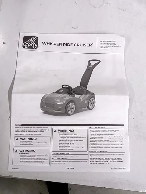 Step2 STP866600 Whisper Ride Cruiser, Pink Car (missing two axels)