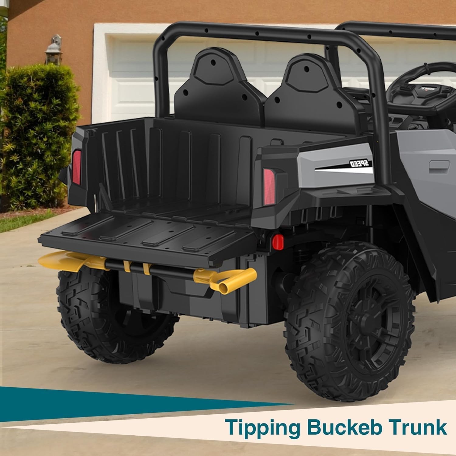 24V Ride On Truck for Kids w/ Remote, 4WD, LED Lights,Bluetooth,Dump Bed,2 Seats