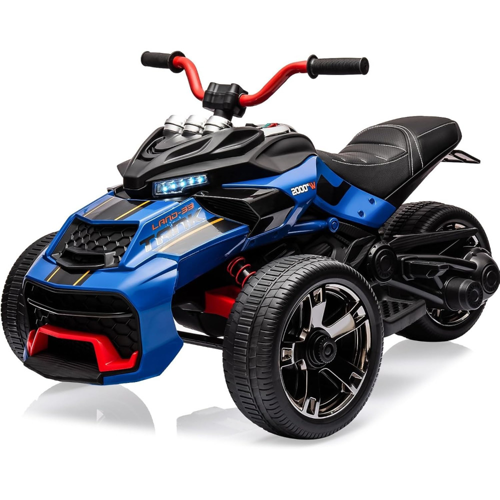 Multicolor 12V 3-Wheel Kid Electric Motorcycle W/ LED Lights &Music for Ages 3-8