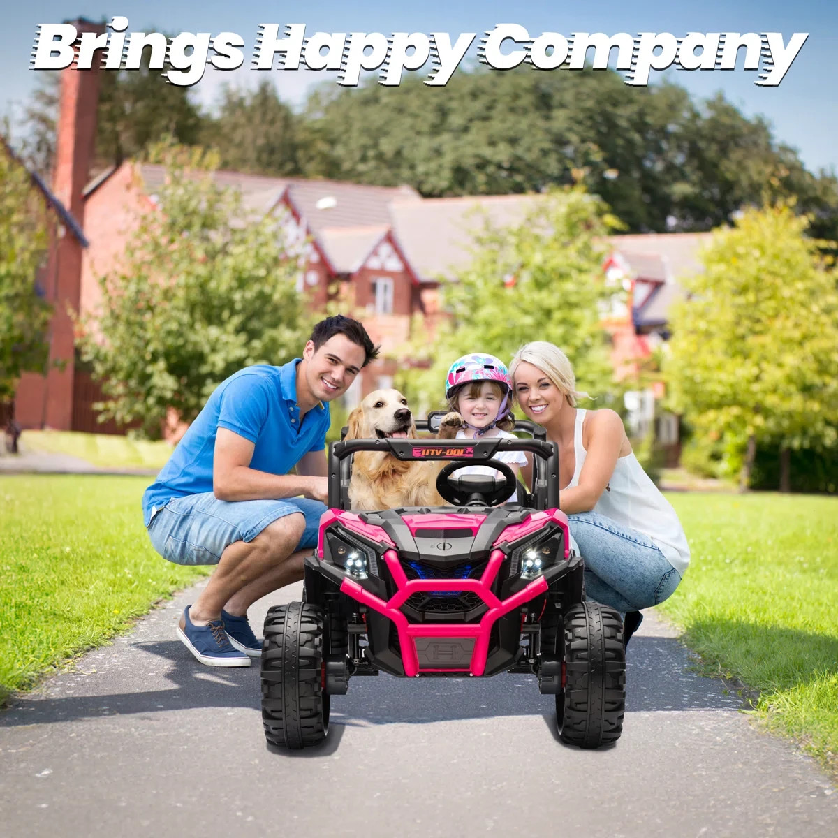24V 2-Seater Kids Ride On Car in Pink with Remote Control, LED Lights, Music