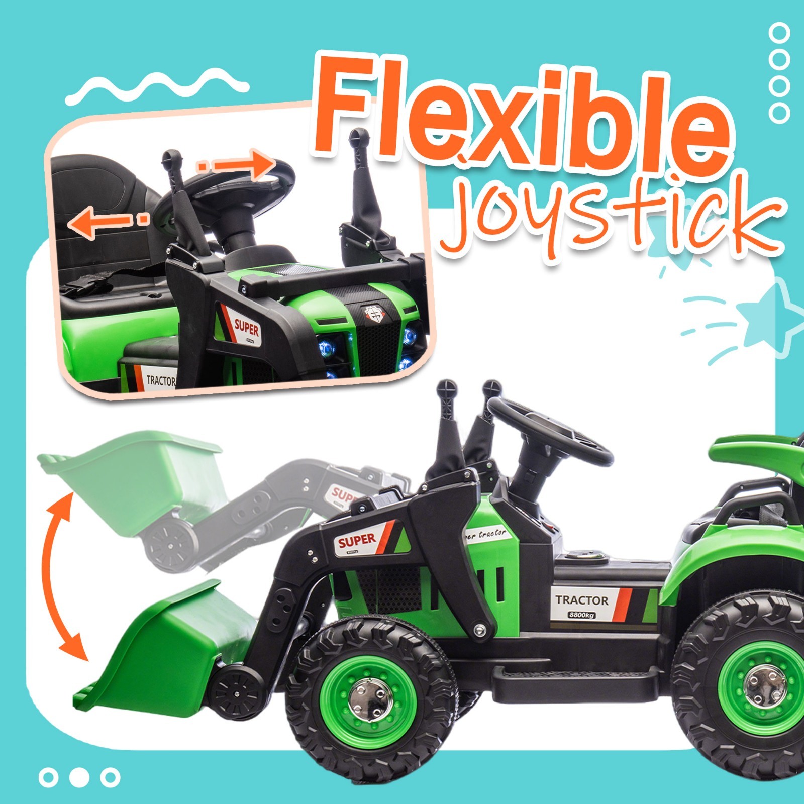 24V Kids Ride On Tractor Electric Car w/Remote, LED Tail-light,3 Speed Toy,Green
