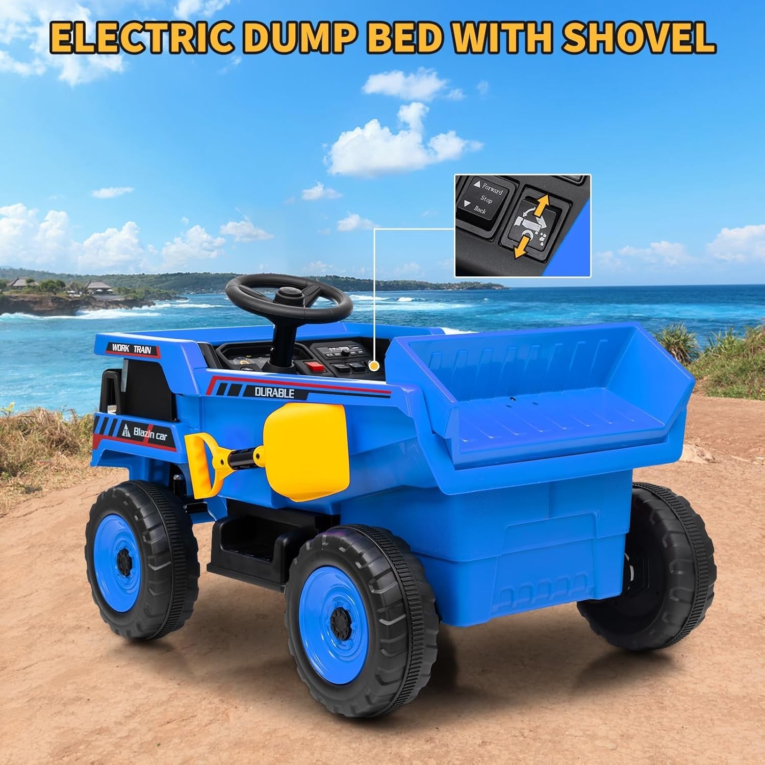 Electric Dump Truck with Remote, Bluetooth, Soft Start & Safety Belt for Kids