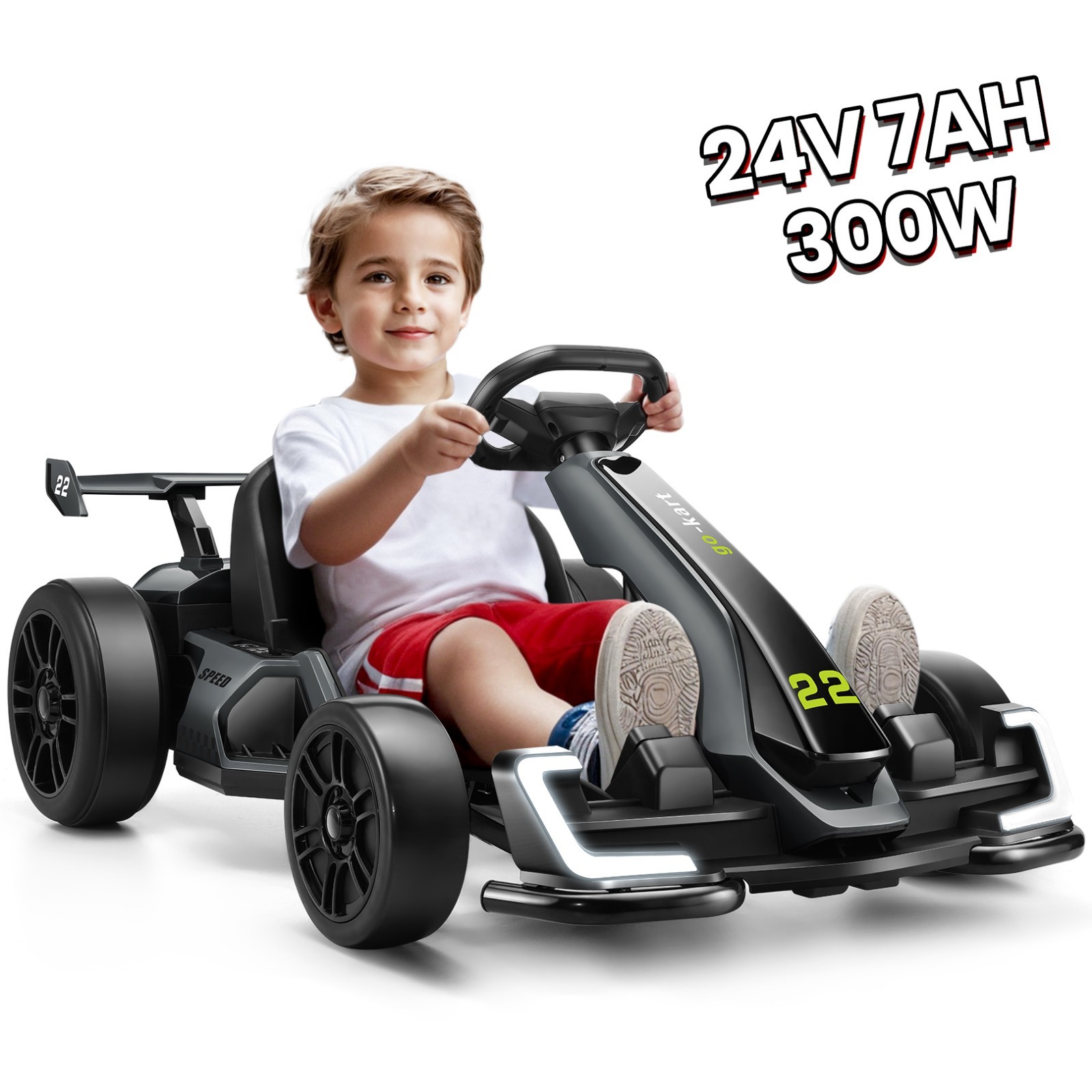 24V 7AH Electric Go Kart 2*150W Powered Drift Kart Ride on Car w/Adjustable Seat