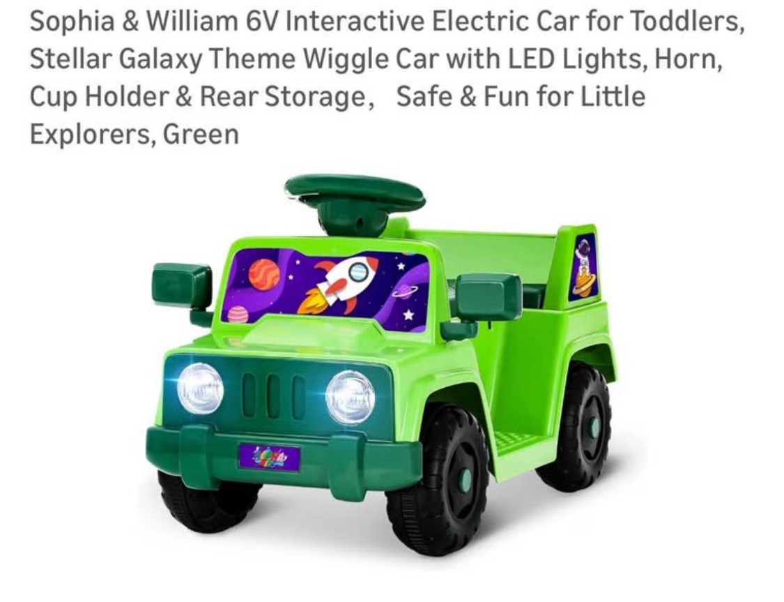 6V Interactive Electric Car for Toddlers, Stellar Galaxy Theme Wiggle Car