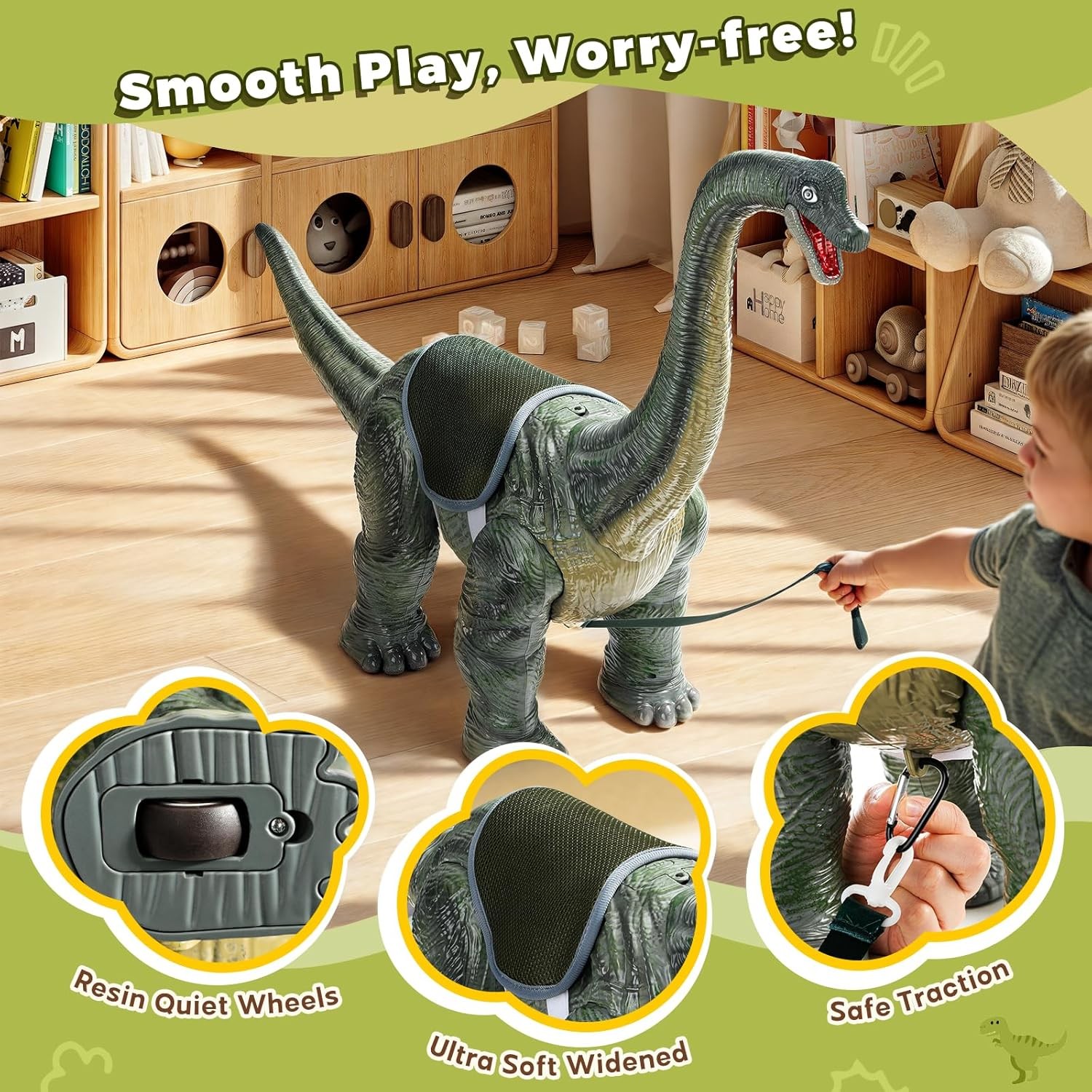 Twinkoo Realistic Brachiosaurus Stroller – Dinosaur Ride Toy Car for Kids