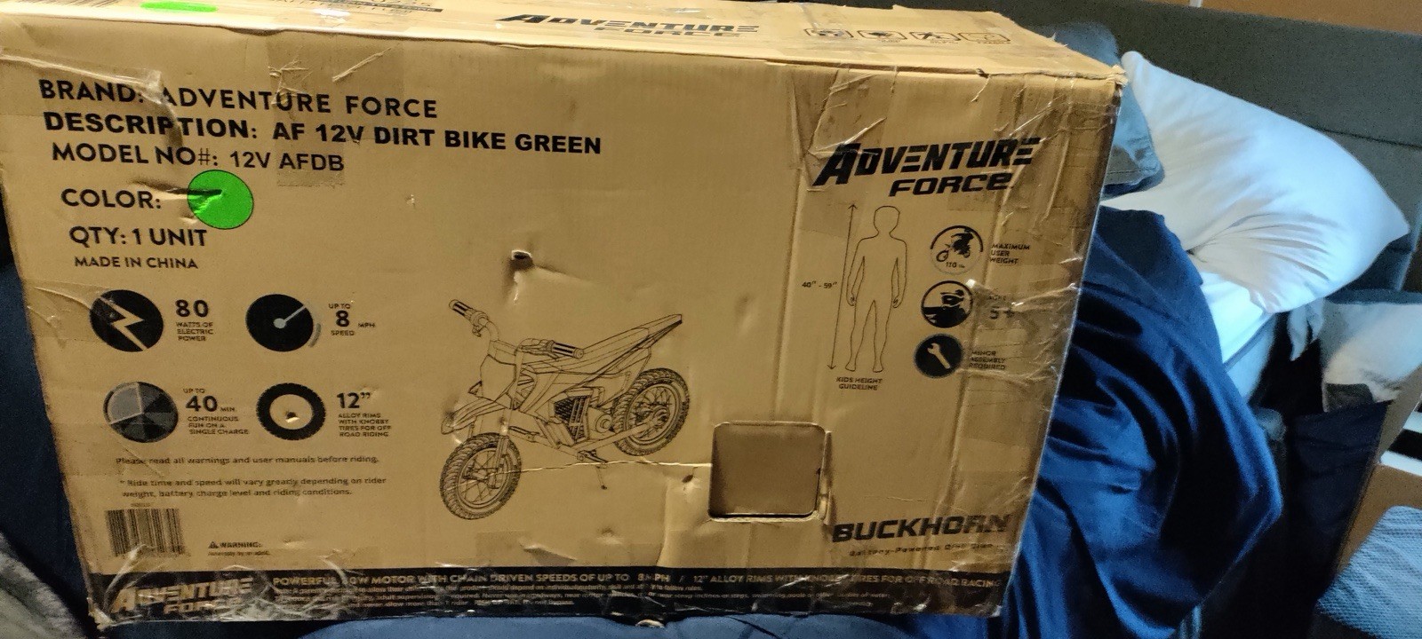 Adventure Force 12V Green Battery Powered Dirt Bike Ride-On Toy 12V AFDB
