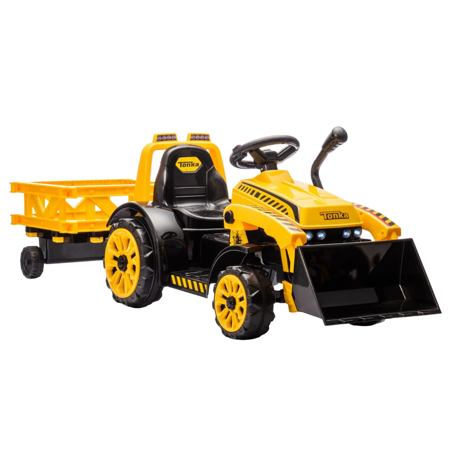 Construction Tractor 6V Battery-Powered Ride-On w/ Working Loader, Ages 1.5+
