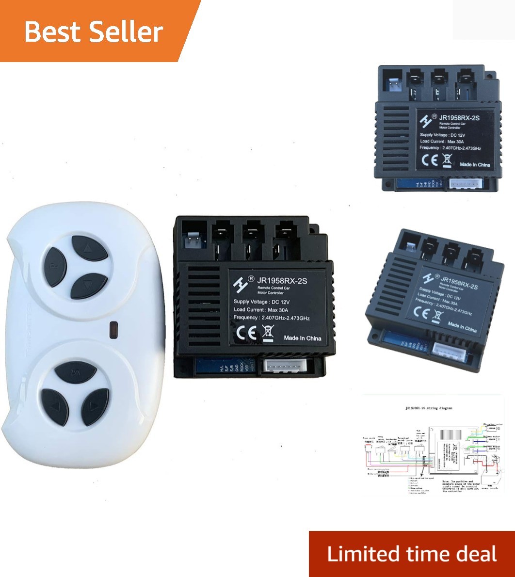 2.4G Bluetooth Remote Control and JR1958RX-2S Receiver Kit Kids Powered Ride …