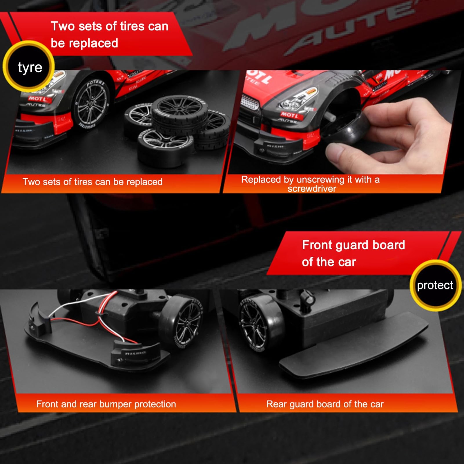 Yellow Four Wheel Drive Remote Control Car With Drifting Tires And Long Batte…