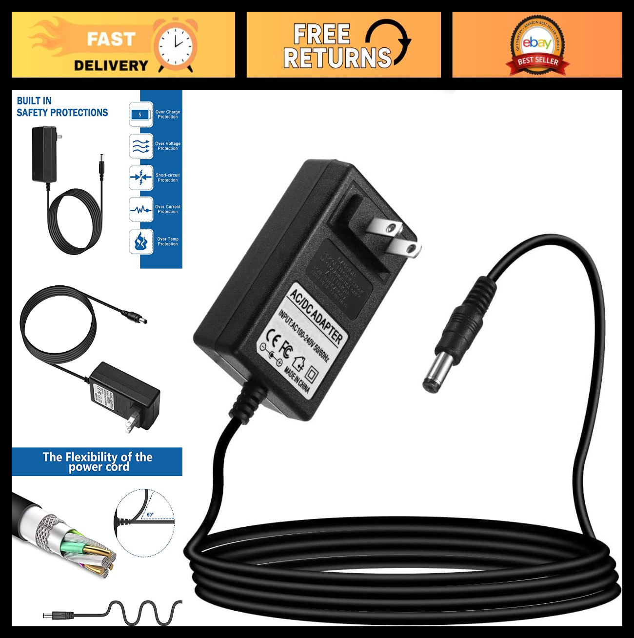6V Battery Charger for Ride-On Toys, Bumper Cars, Kids Cars & Motorcycles Power