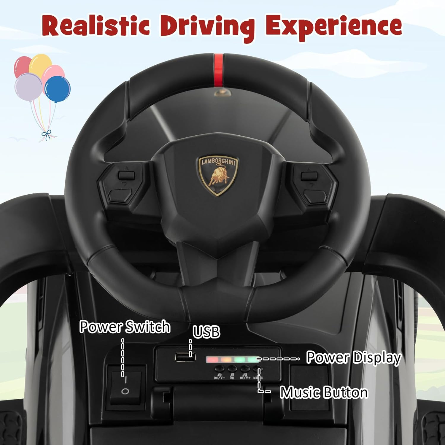 3 in 1 Ride on Push Car, Licensed Lamborghini Baby Stroller Sliding Walking Car
