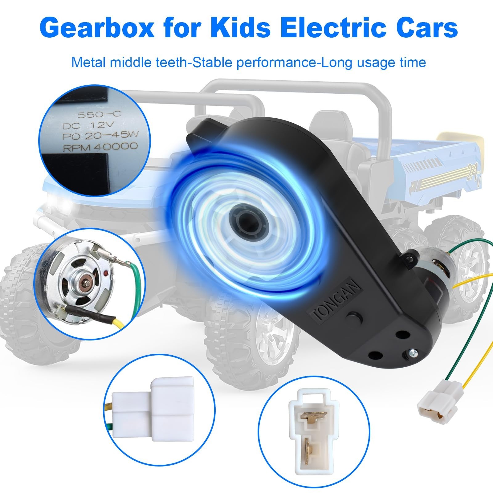 High-Speed 12V Motor Gearbox Set – 2 Pcs RS550 40000RPM for Ride-On Toys & Elect