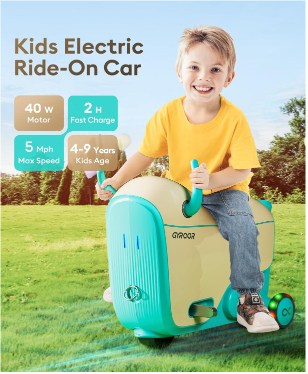 Gyroor GNU Electric Ride-On Toy Car toddler 3+ kids 14L Storage $235