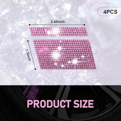 4 PCS Car Wheel Rim Decal, Diamond Encrusted Shiny Sticker Fits 18″ – 21″ Pink