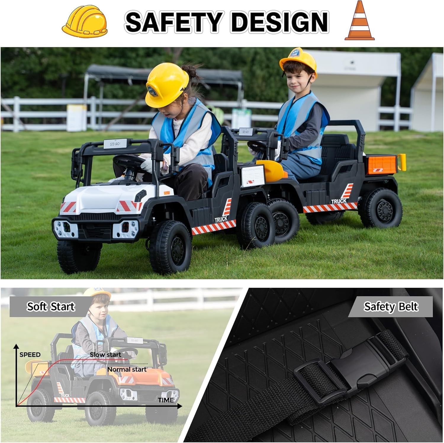 TOBBI Ride on Kids Car Dump Truck with Remote Control for Kids 3-8 Years, Yellow