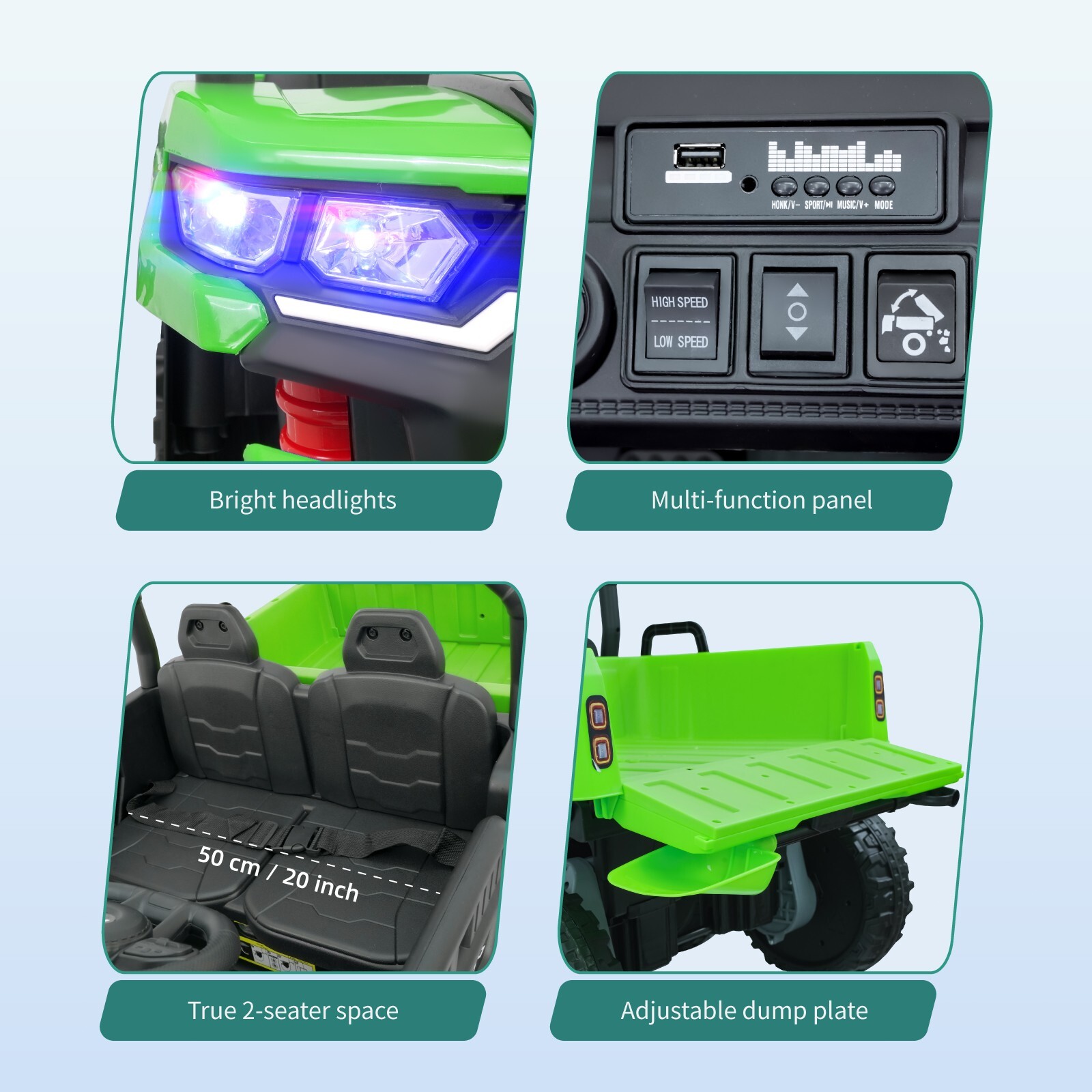 24V Kids Ride on Toy 2 Seater Electric Dump Car Power Wheels Truck w/Remote MP3