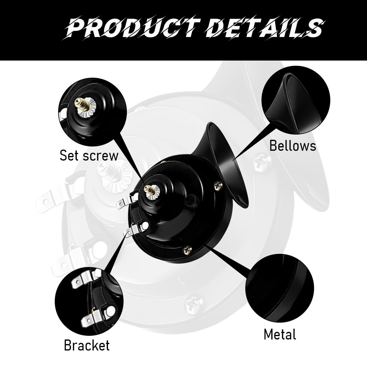 2PCS Loud 12V Snail Electric Car Horn Waterproof High Tone Universal