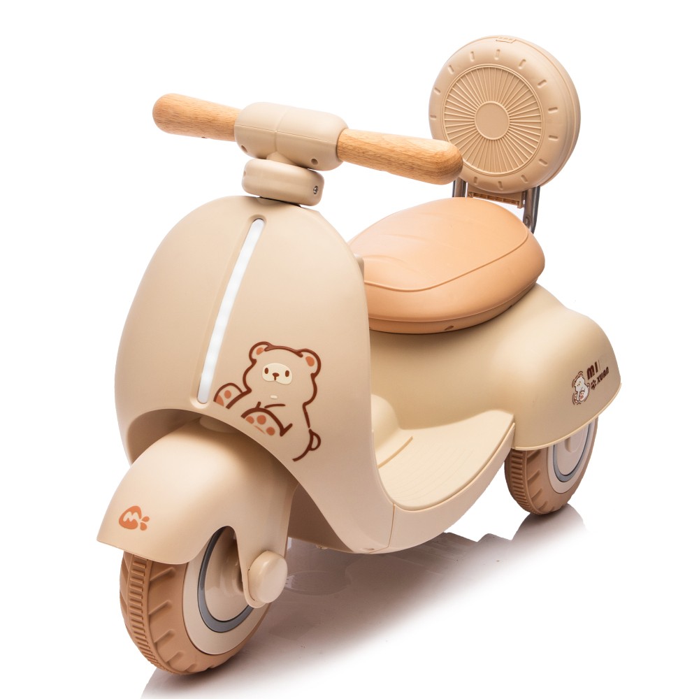 Kids Electric Motorcycle with Parent Control Three-Wheel Stable Wooden Handle