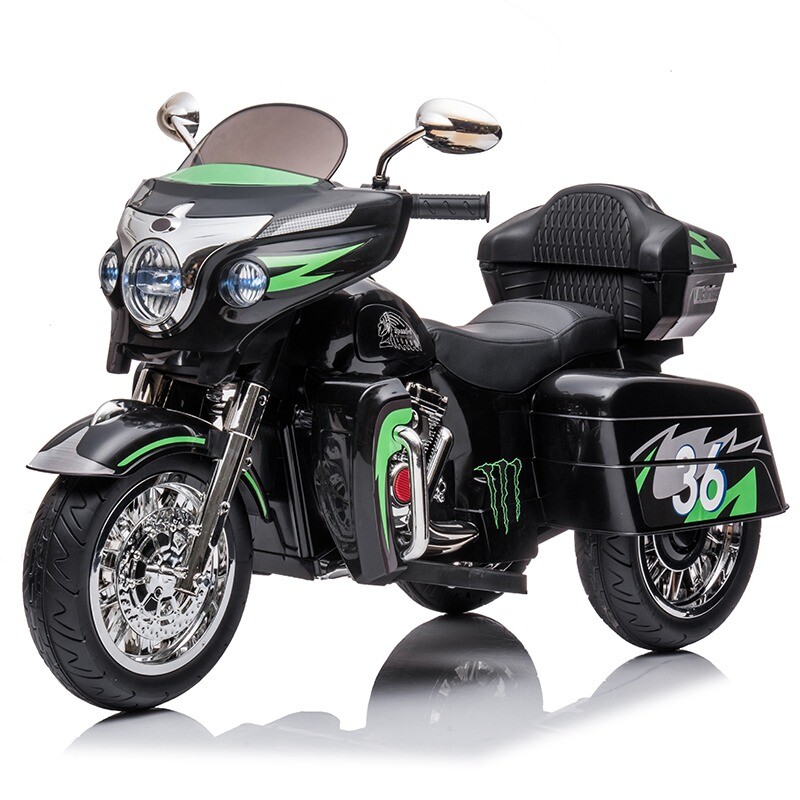 12V Kid Motorcycle Ride On Toy Key Start 3-Wheel 2-Seat Motorbike for 3-6 Black