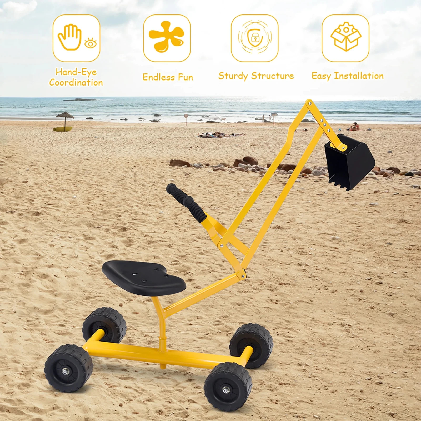 Costway Heavy Duty Kid Ride-on Sand Digger Digging Scooper Excavator for Sand