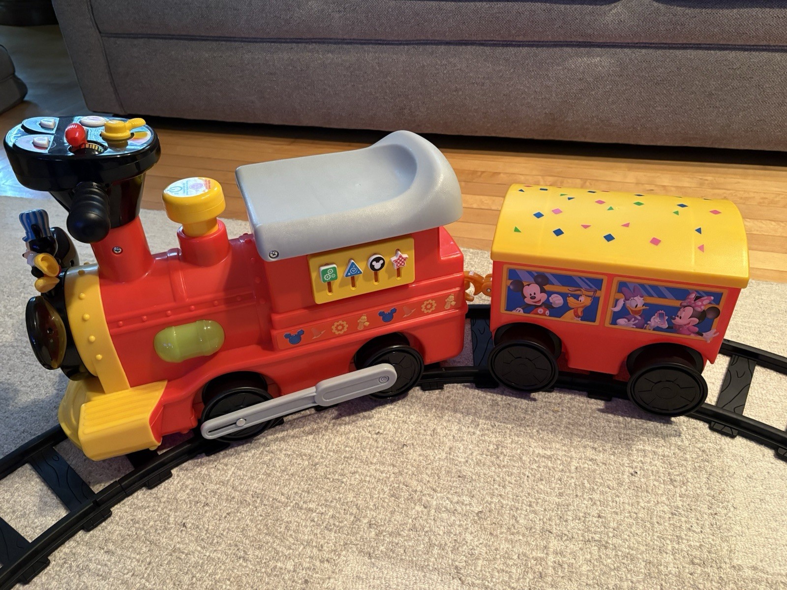 Kiddieland Mickey Mouse 6-Volt Powered Train with Caboose & Tracks